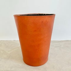 Leather Waste Basket, 1950s France