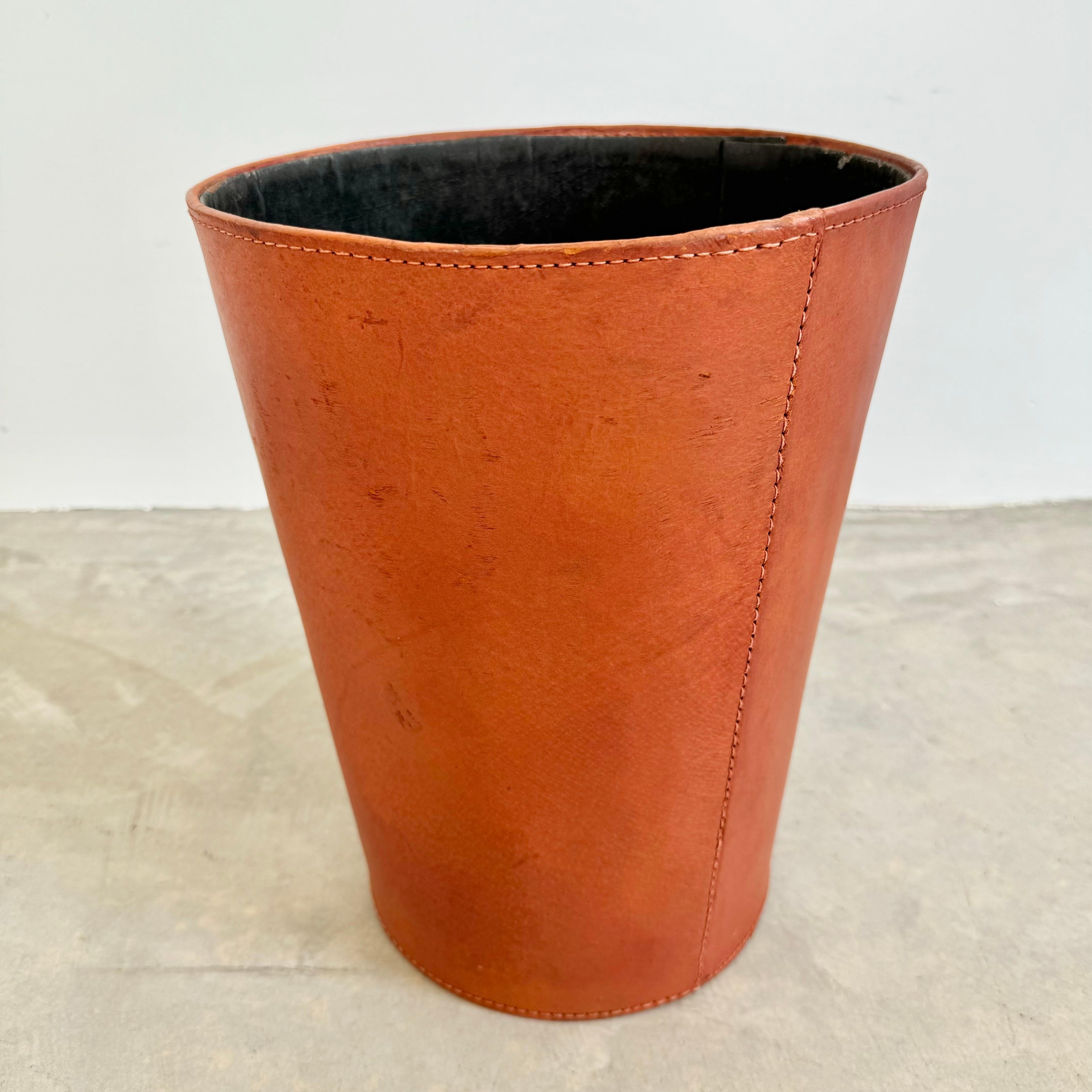 Leather Waste Basket, 1950s France For Sale 1