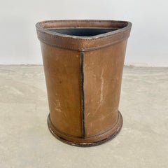 Leather Waste Basket, 1960s France