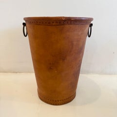 Papierkorb aus Leder,  1960er Jahre Frankreich