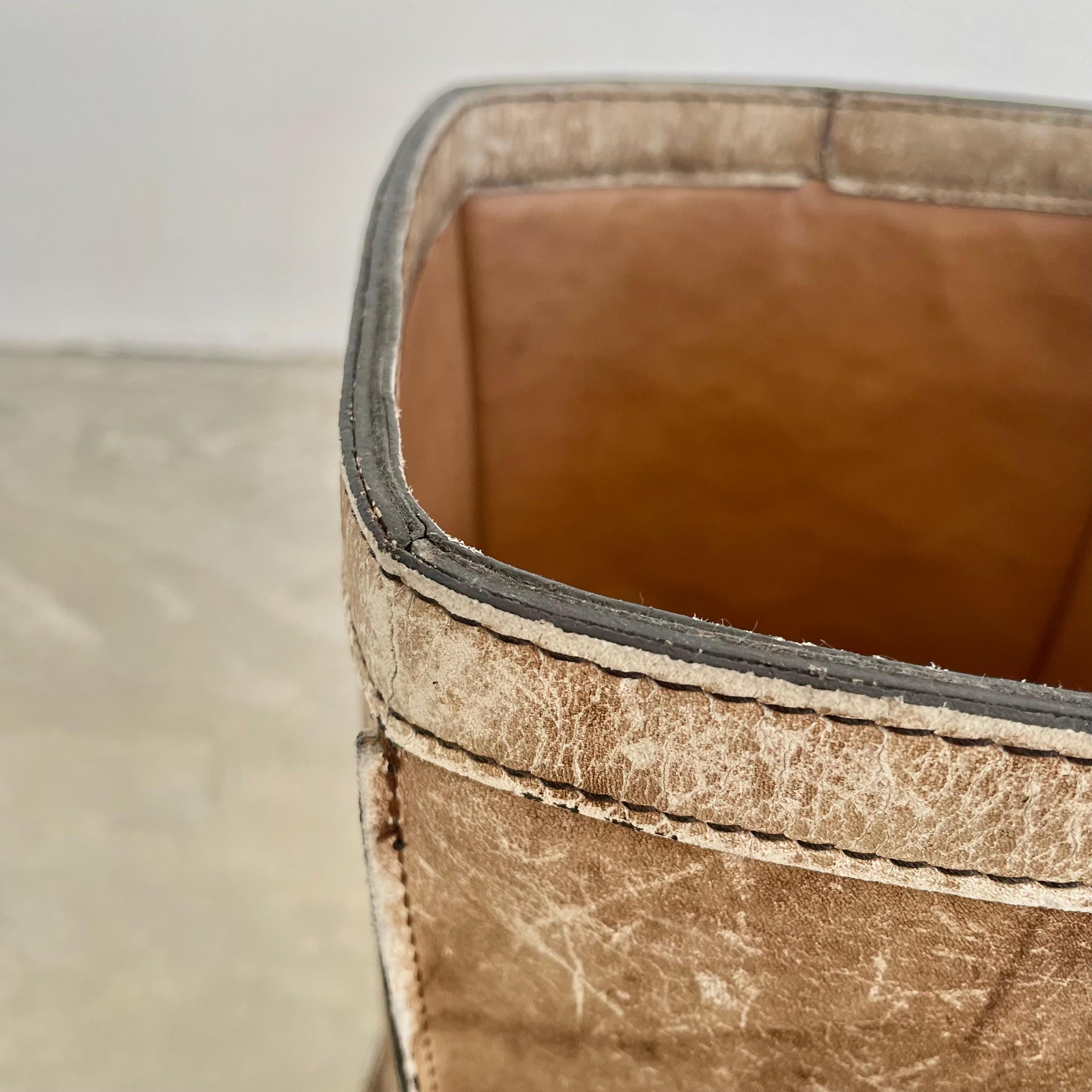 Leather Waste Basket, 1960s France For Sale at 1stDibs