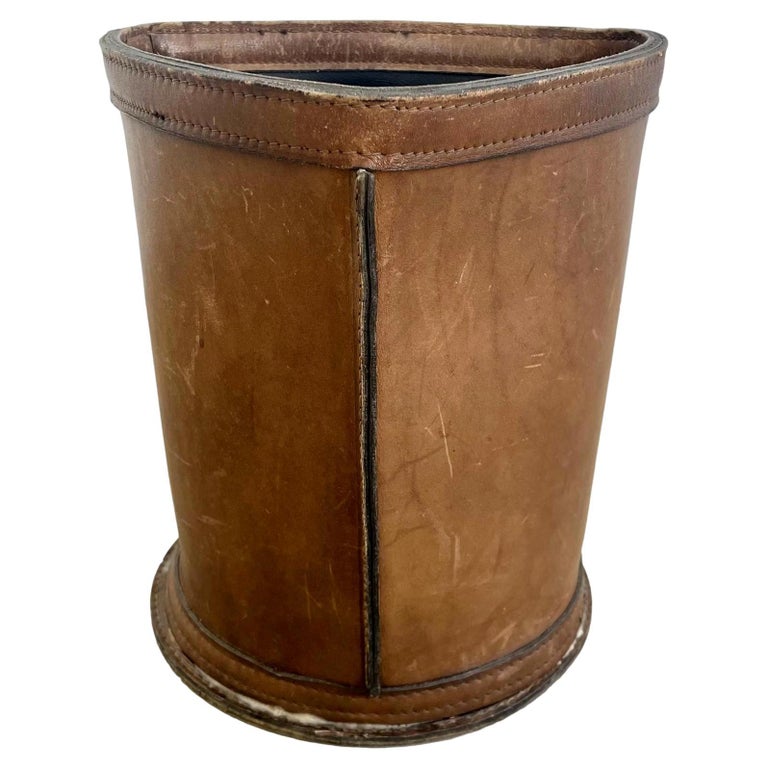 Leather Waste Basket, 1960s France For Sale at 1stDibs