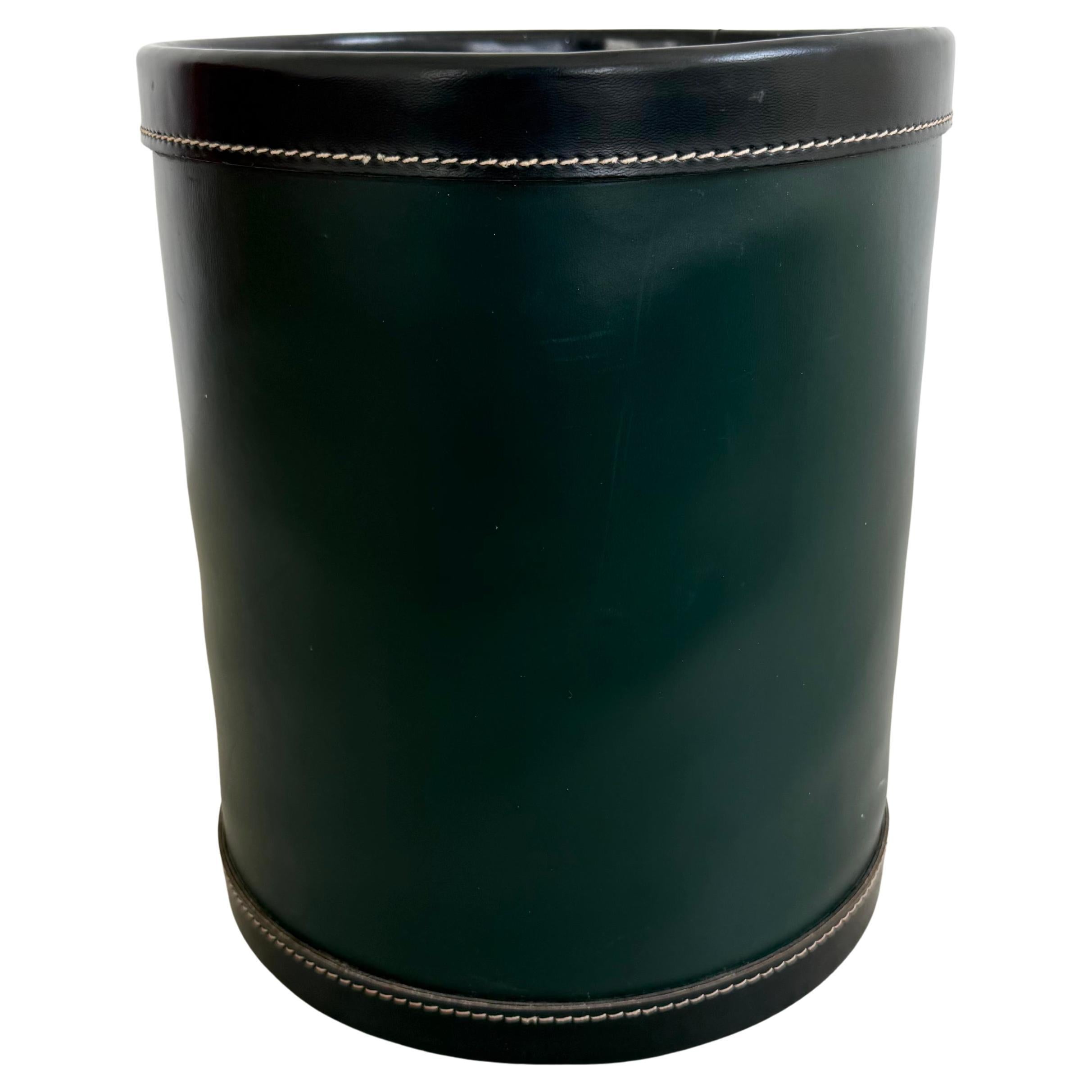 Leather Waste Basket, 1960s France