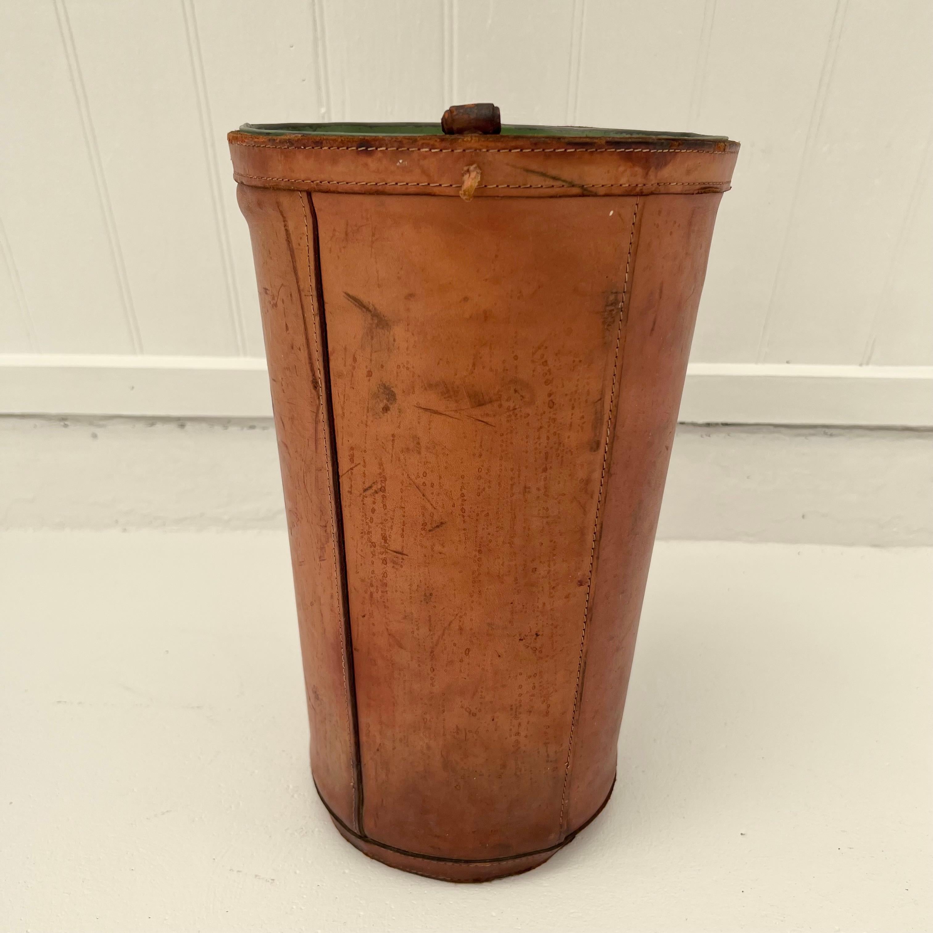 Leather Waste Basket, 1960s Germany In Good Condition In Los Angeles, CA