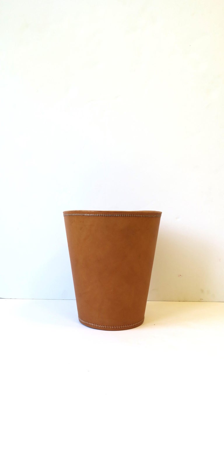 Leather Waste Basket Trash Can at 1stDibs