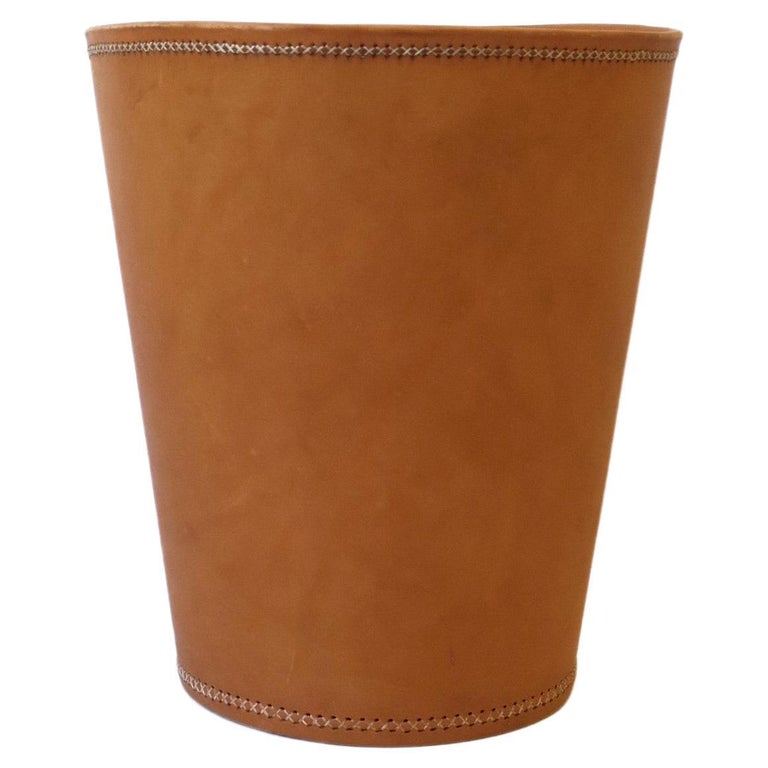 Leather Waste Basket Trash Can at 1stDibs