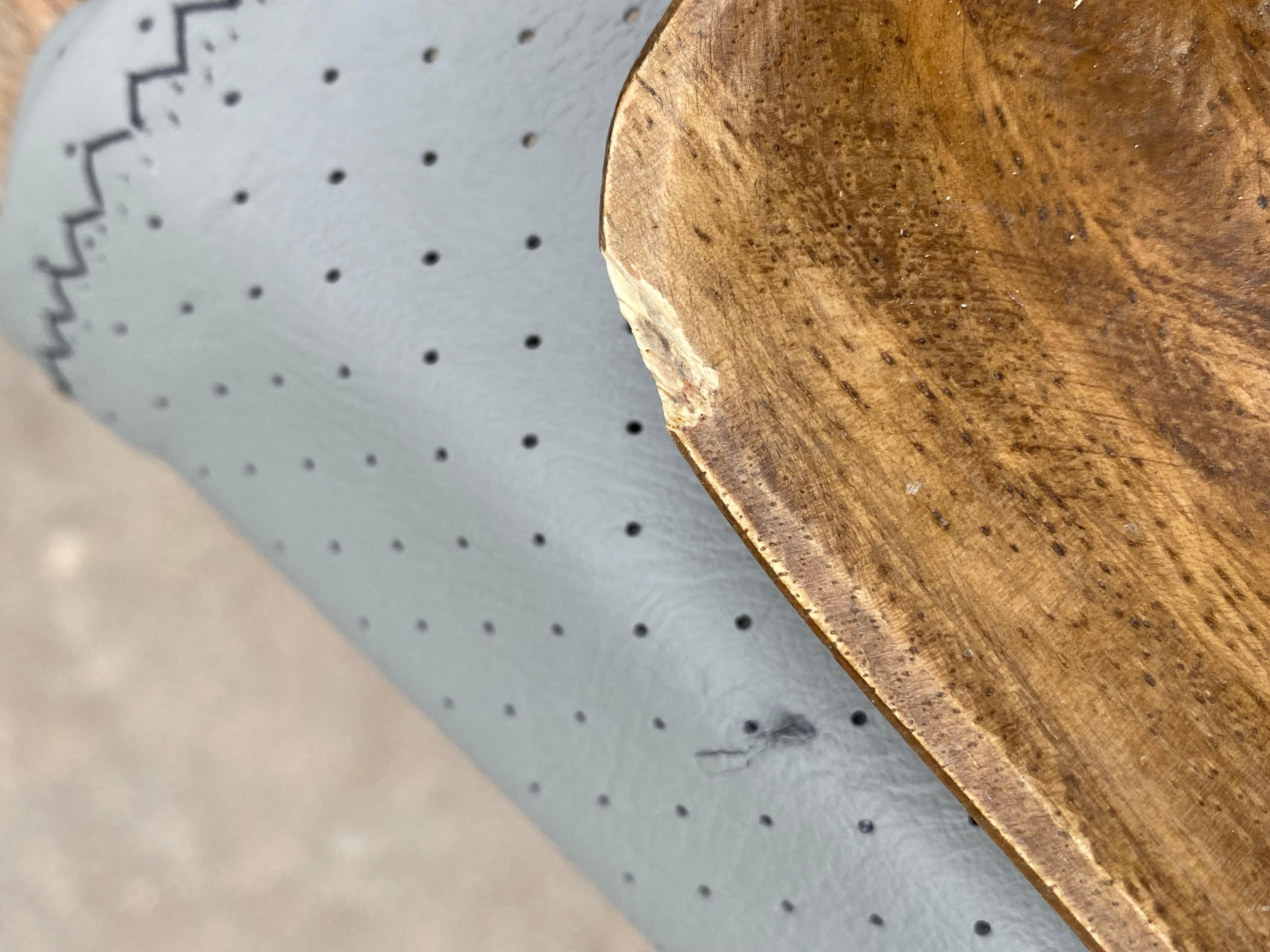 Leather + Weathered Wood + Folding Tray Tables, A Pair For Sale 7