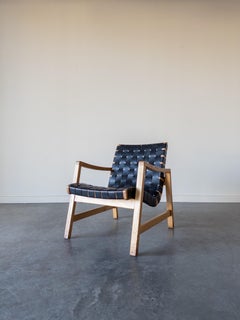 Leather Webbed Armchair Model 652W by Jens Risom for Knoll