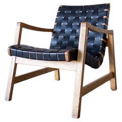 Leather Webbed Armchair Model 652W by Jens Risom for Knoll