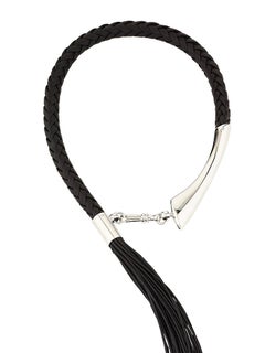 Collana con frusta in pelle di Betony Vernon, argento sterling 925, realizzata a mano in Italia