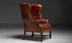 Leder Ohrensessel, England um 1950