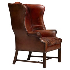 Leder Ohrensessel, England um 1950