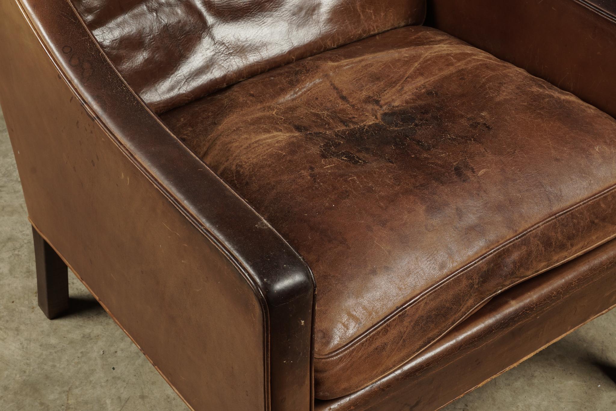 Leather Wingback Chair Designed by Borge Mogensen, Model 2204 1