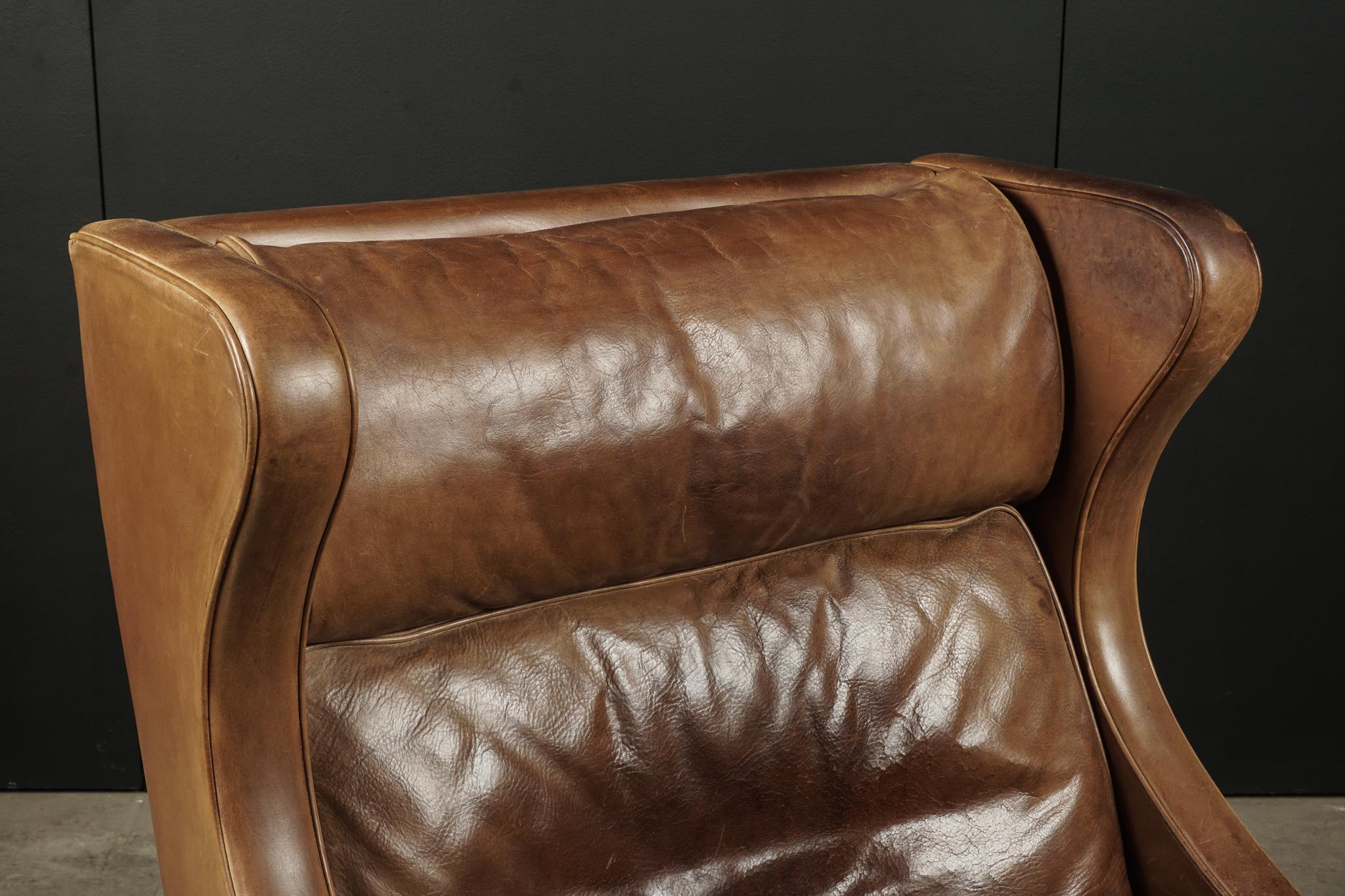 Leather Wingback Chair Designed by Borge Mogensen, Model 2204 2