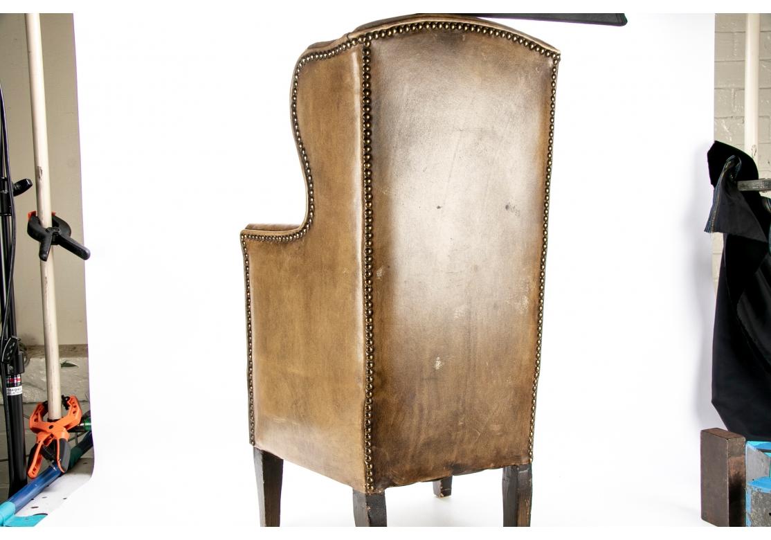 Leather Wing Chair Salesman's Sample In Good Condition For Sale In Bridgeport, CT