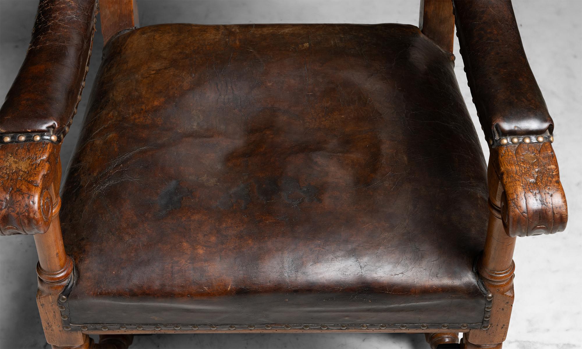 Leather Wingback Armchair, England, 1747 For Sale 1