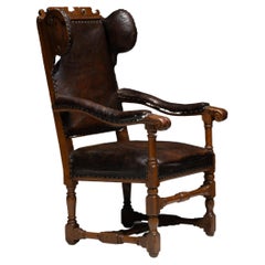 Leather Wingback Armchair, England, 1747