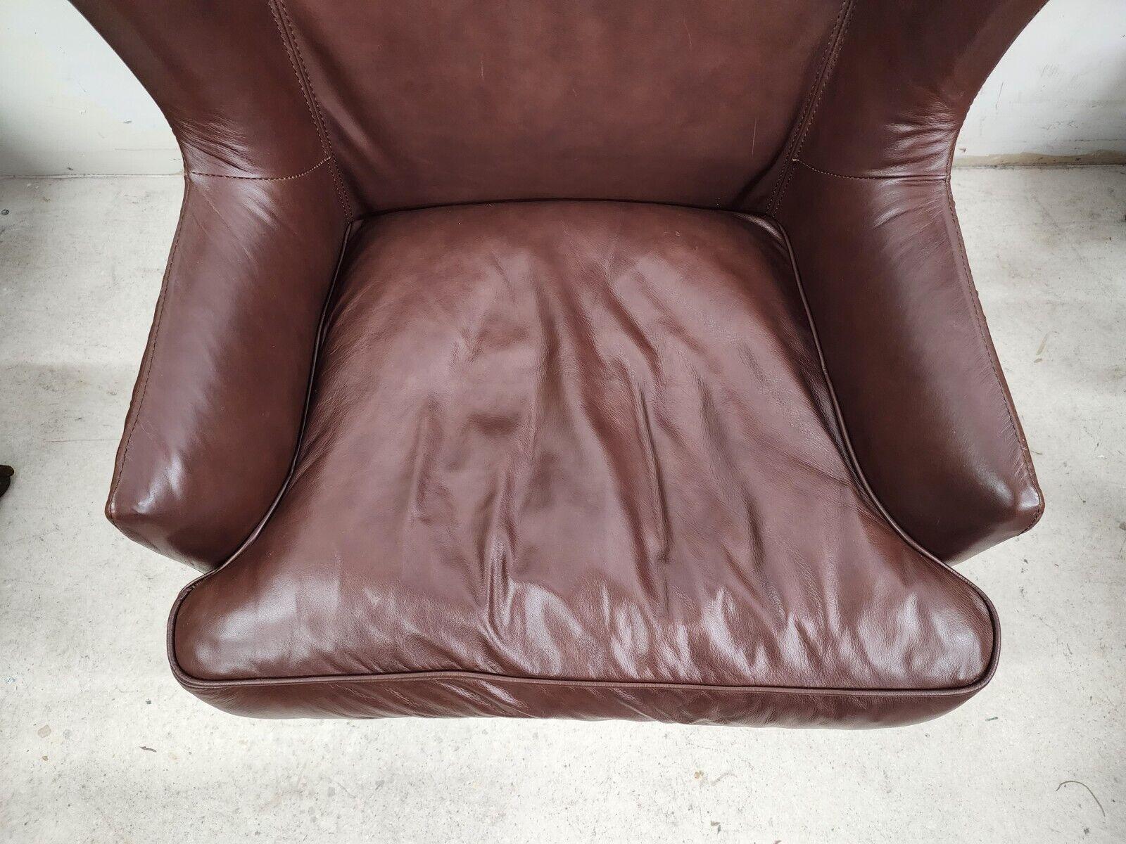 Late 20th Century Leather Wingback Chair by DeCoro For Sale