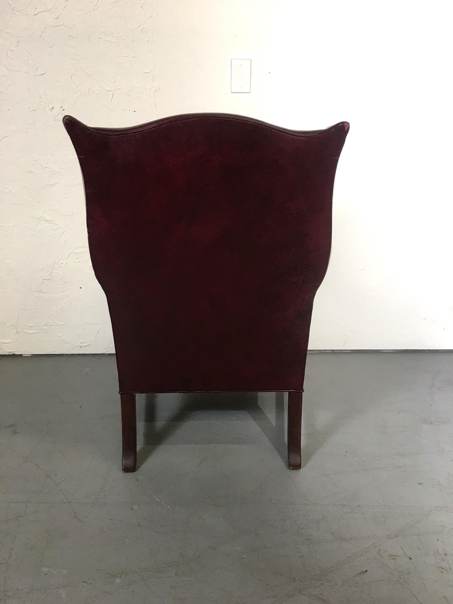 20th Century Leather Wingback Chair by Hickory