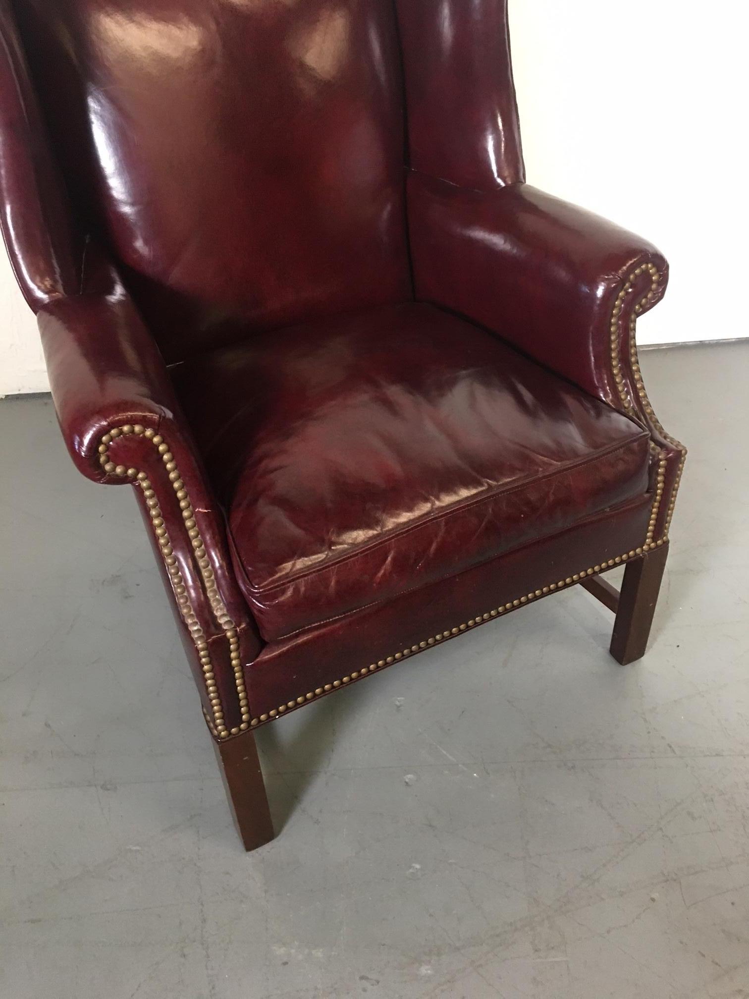 Leather Wingback Chair by Hickory 2
