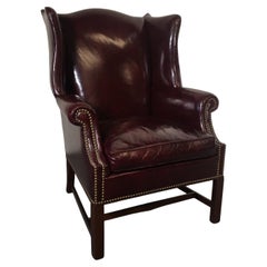 Vintage Leather Wingback Chair by Hickory