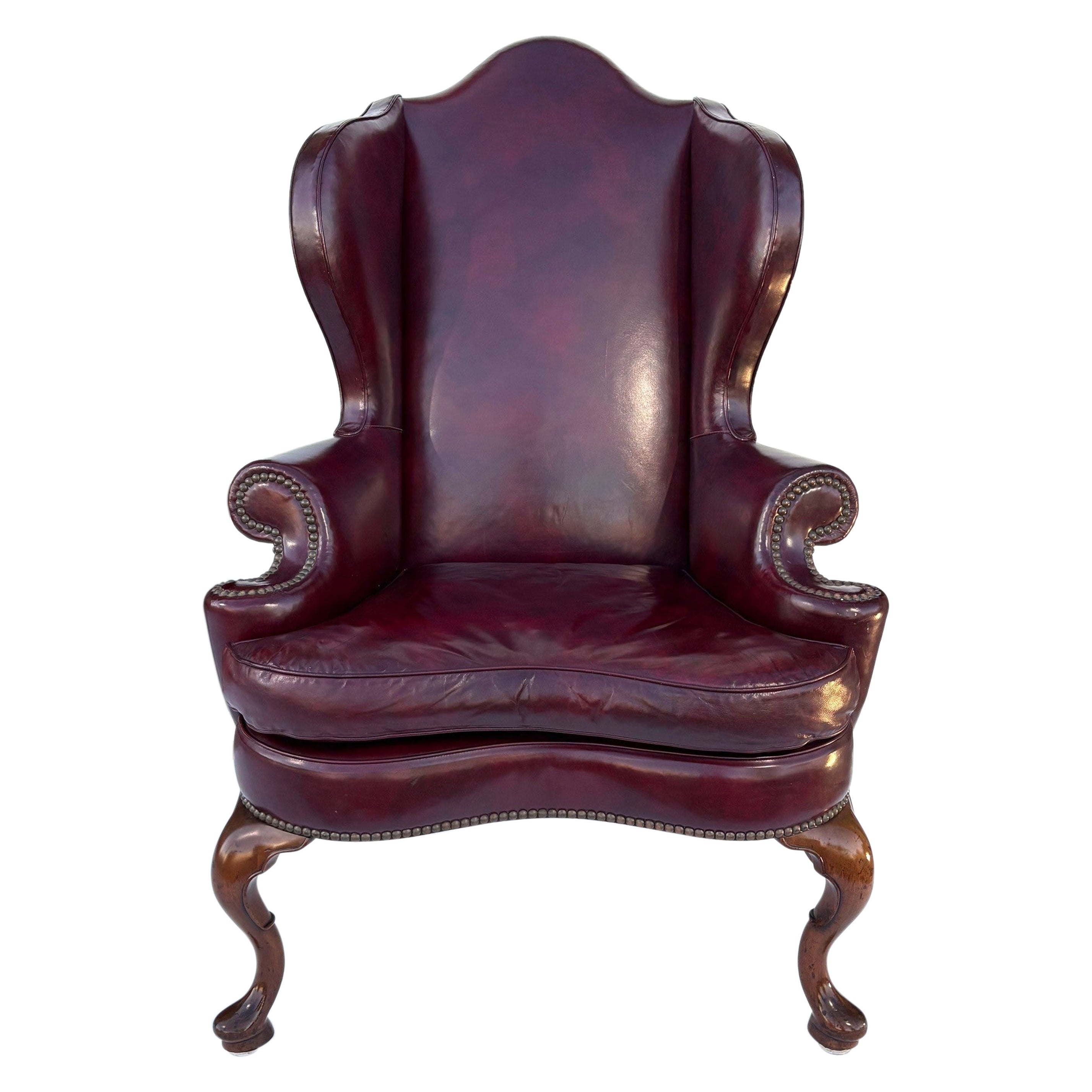 Georgian style Leather Wingback Chair by Kittinger