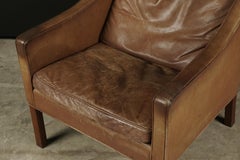 Leather Wingback Chair Designed by Børge Mogensen, Denmark, circa 1960