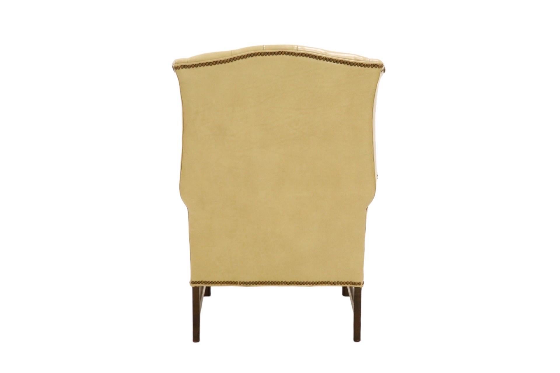American Leather Wingback Chair in Cream