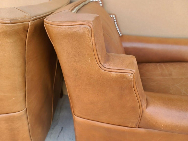 Leather Wingback Club Chairs by Century Furniture 6
