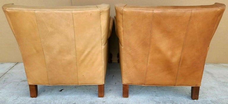 Leather Wingback Club Chairs by Century Furniture In Good Condition In Lake Worth, FL