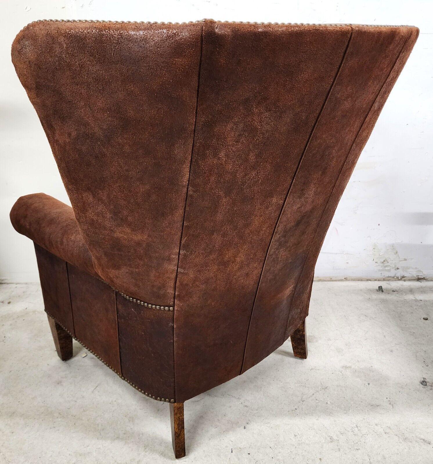 Leather Wingback Lounge Chair by PAUL ROBERT For Sale 2