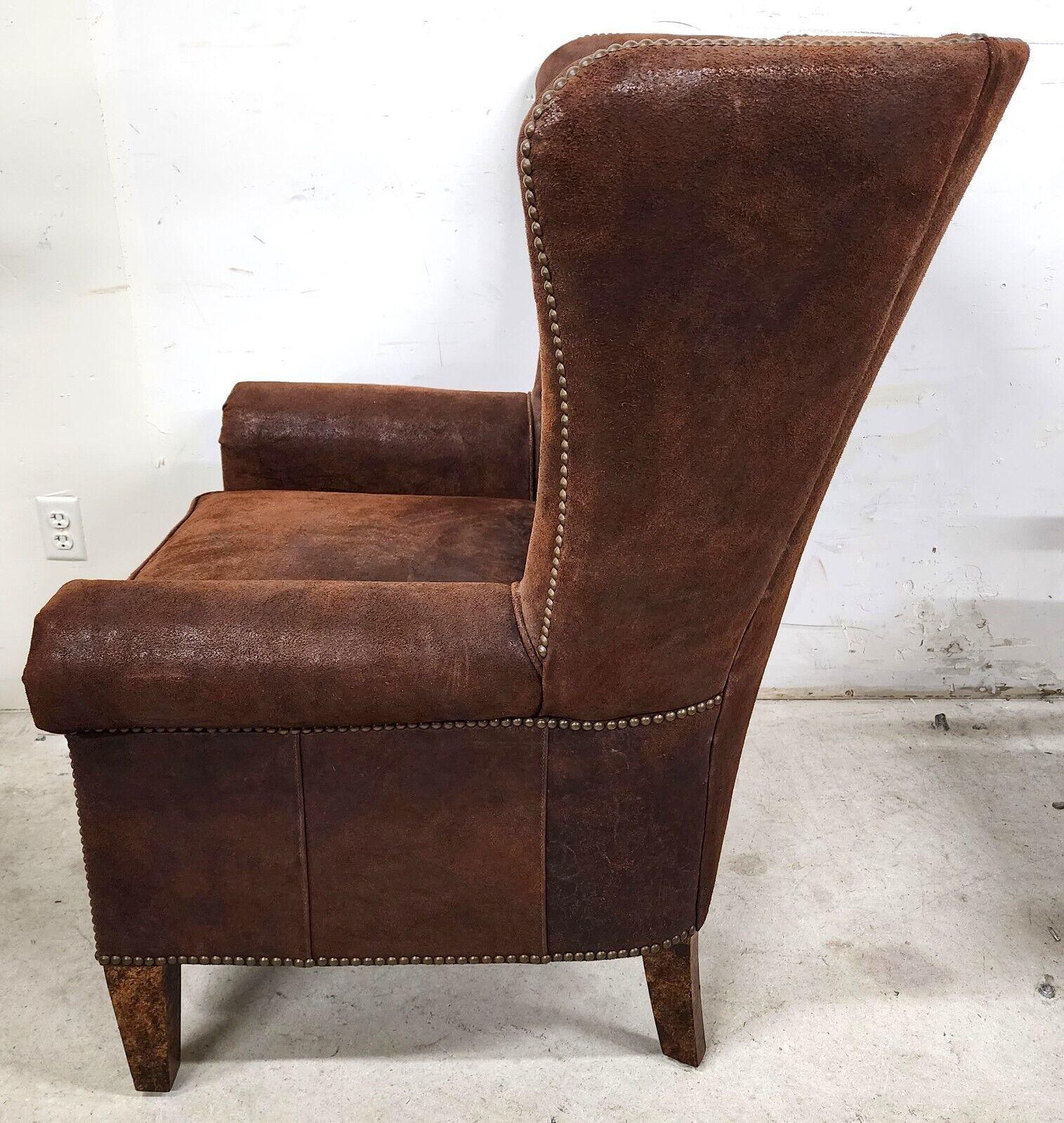 Leather Wingback Lounge Chair by PAUL ROBERT For Sale 3