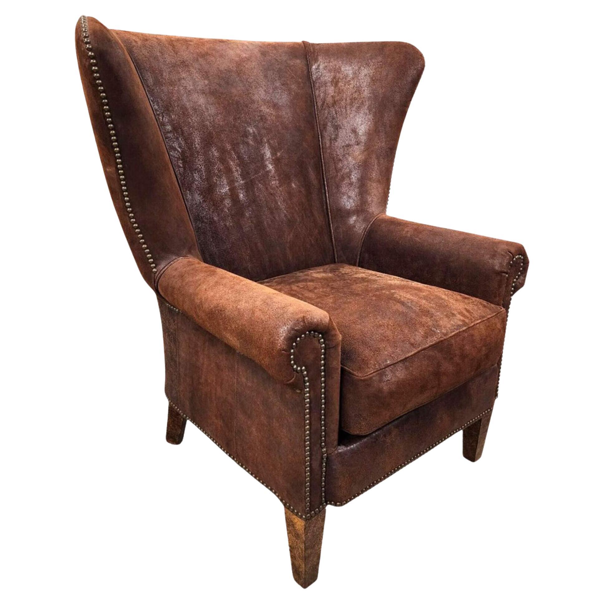 Leather Wingback Lounge Chair by PAUL ROBERT For Sale