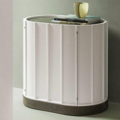 Leather & Wood Nightstand, Novare by Francesco Balzano for Giobagnara