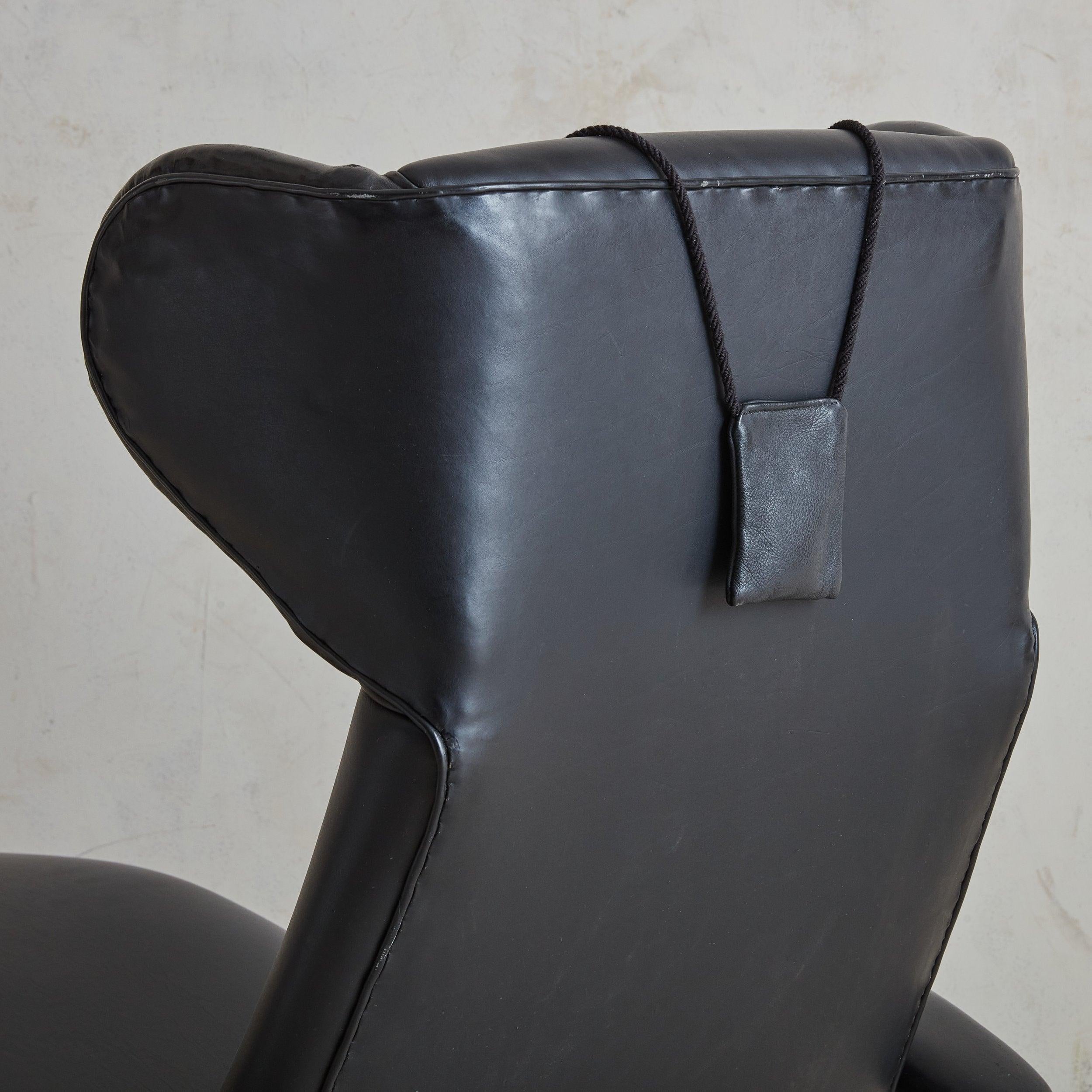 Scandinavian Modern Leather + Wood Reclining Chaise Lounge Chair by Henry W. Klein for Bramin Møbler