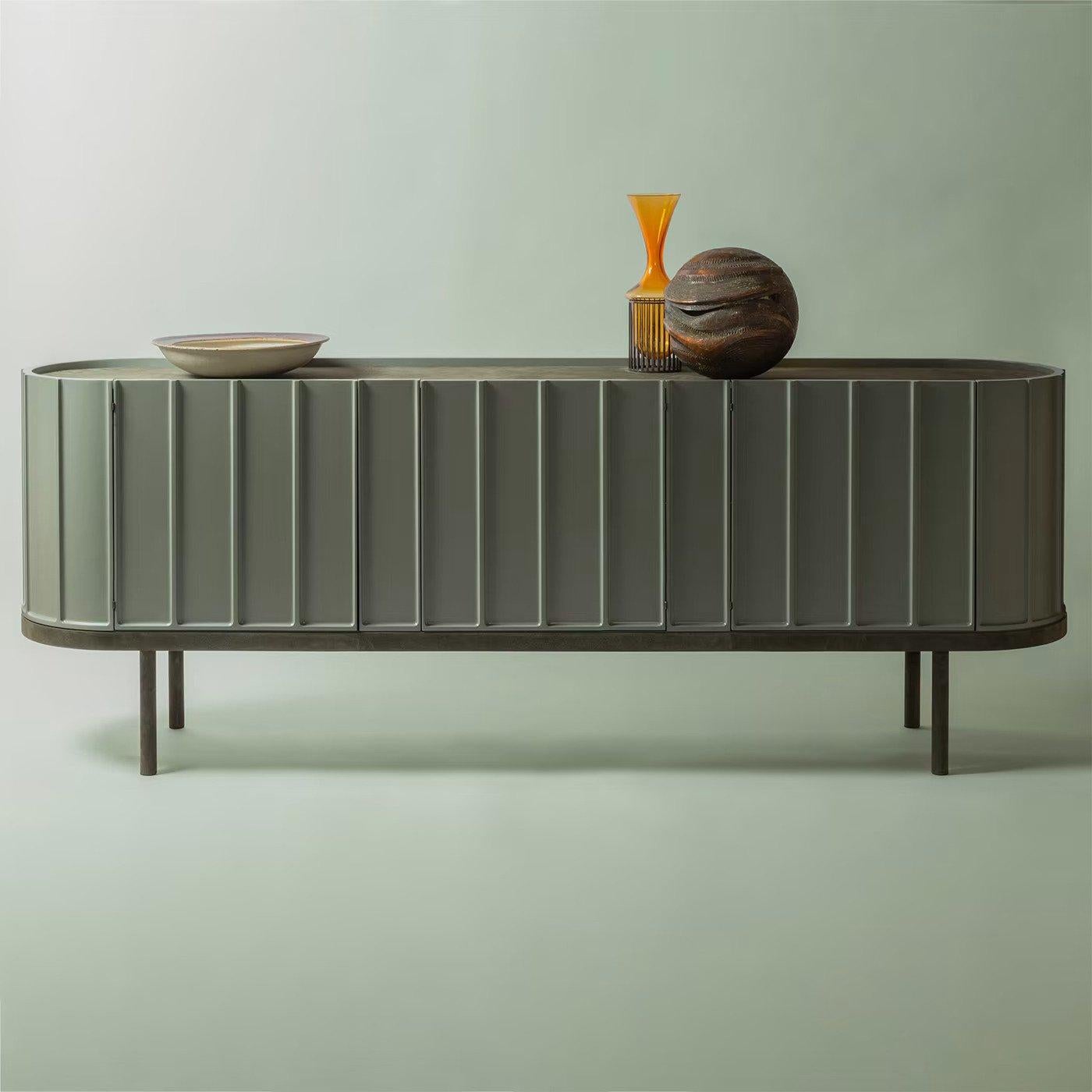 Modern Leather & Wood Sideboard, Novare by Francesco Balzano for Giobagnara For Sale