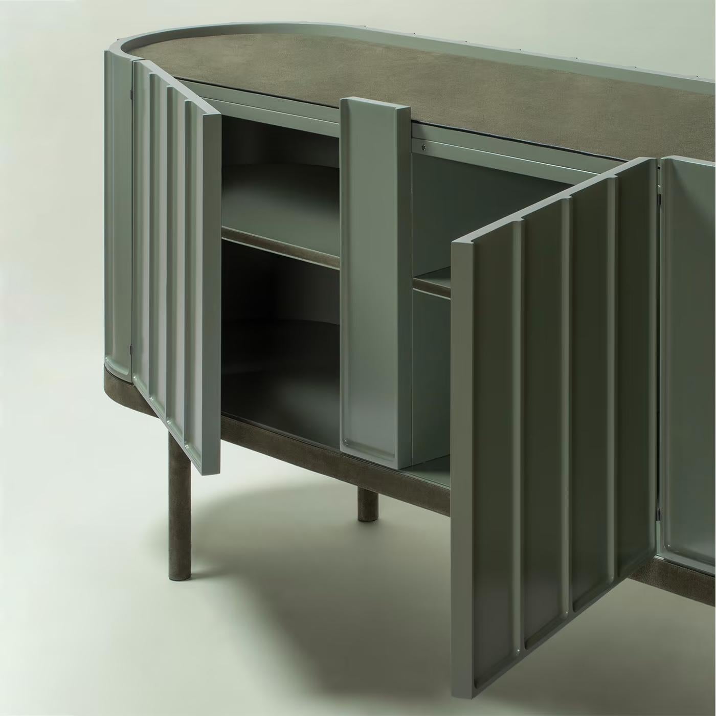 Leather & Wood Sideboard, Novare by Francesco Balzano for Giobagnara In New Condition For Sale In Warsaw, PL