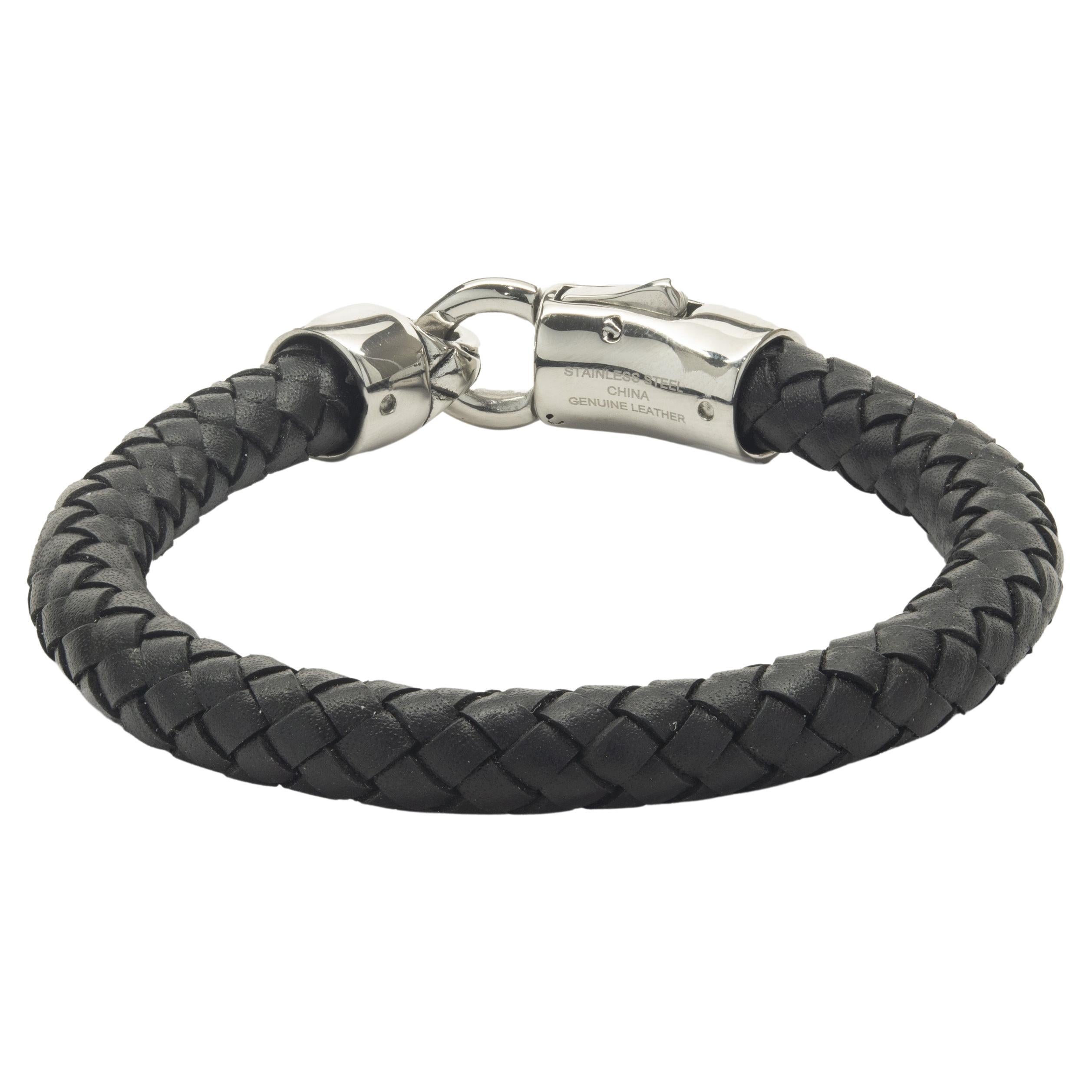 Leather Wrap Bracelet with Stainless Clasp For Sale