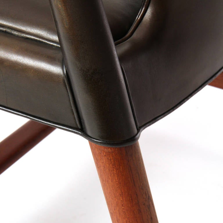 1950s Danish Leather Wrapped Armchair by Ludvig Pontopiddan 5