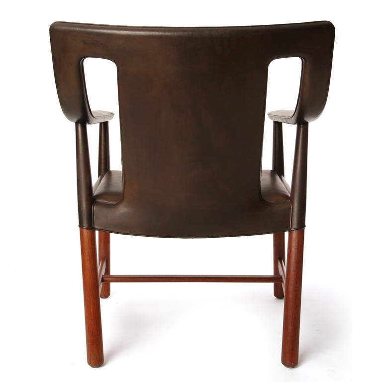 Mid-20th Century 1950s Danish Leather Wrapped Armchair by Ludvig Pontopiddan