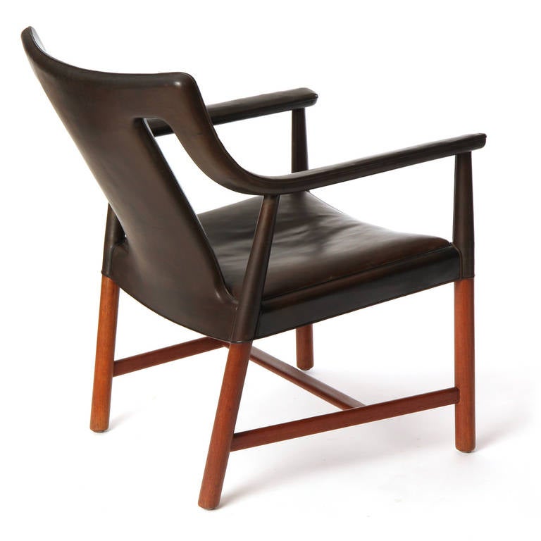 1950s Danish Leather Wrapped Armchair by Ludvig Pontopiddan 1