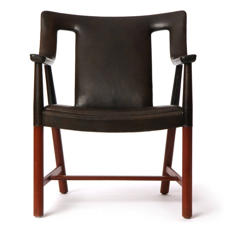 1950s Danish Leather Wrapped Armchair by Ludvig Pontopiddan 2
