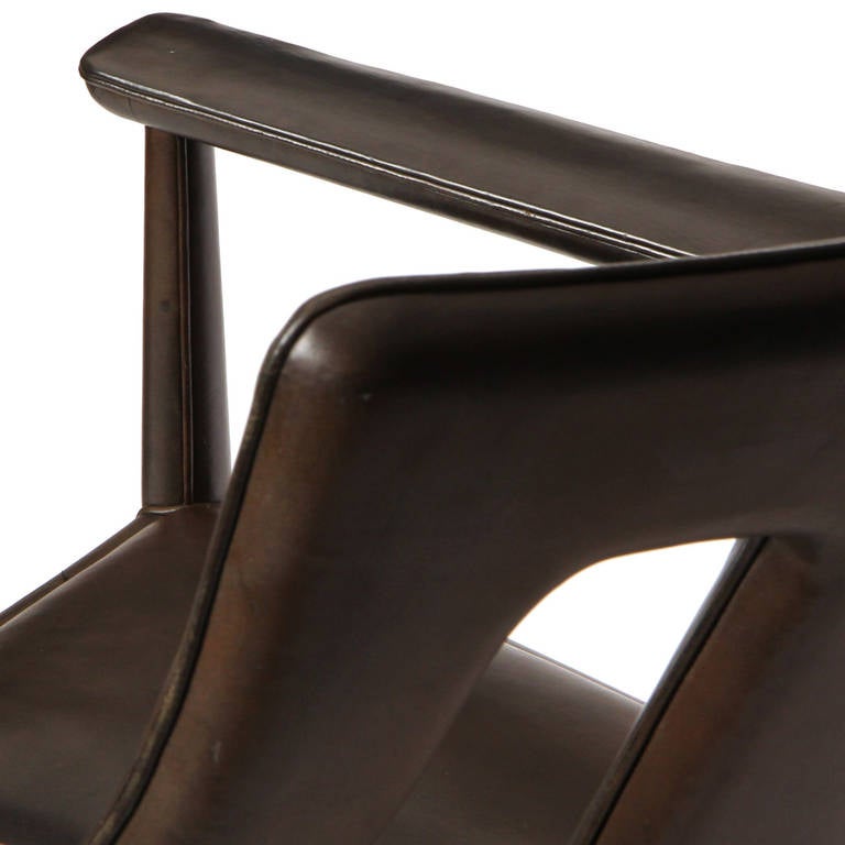 1950s Danish Leather Wrapped Armchair by Ludvig Pontopiddan 3