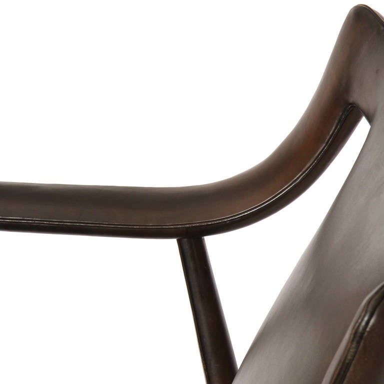 1950s Danish Leather Wrapped Armchair by Ludvig Pontopiddan 4