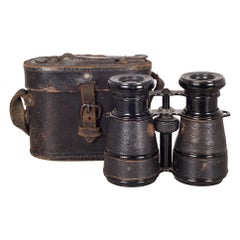 Antique Leather Wrapped Audubon Paris Binoculars and Case, circa 1880s