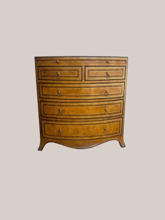 Leather Wrapped Bow Front Chest of Drawers