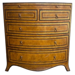 Leather Wrapped Bow Front Chest of Drawers