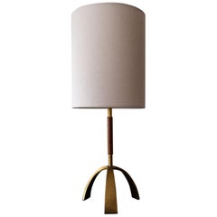 Leather Wrapped Brass Table Lamp