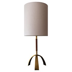 Leather Wrapped Brass Table Lamp