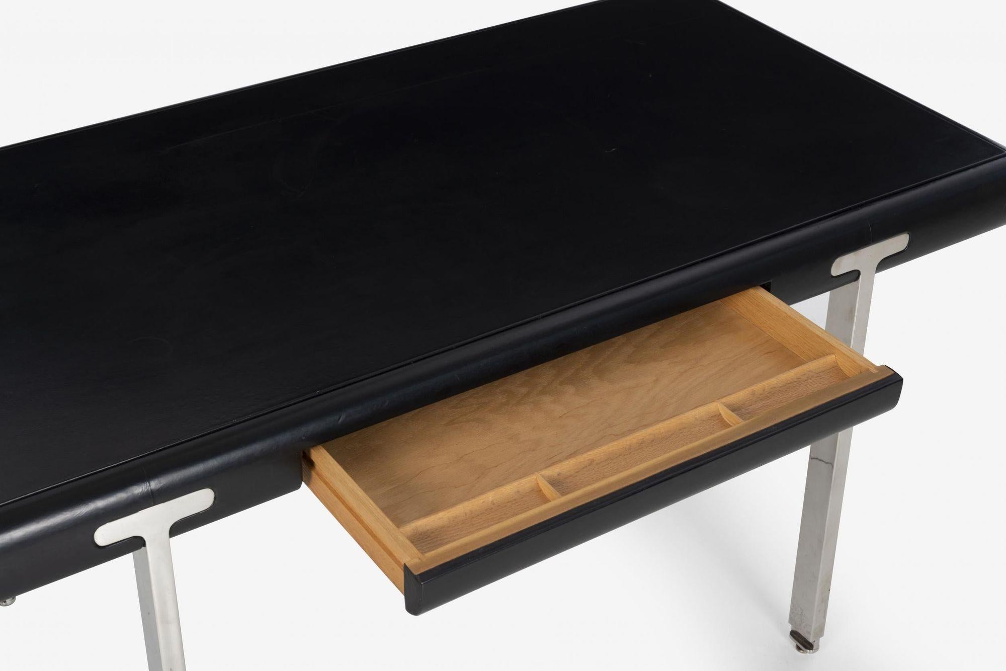 Metal Leather wrapped desk John Mascheroni Style